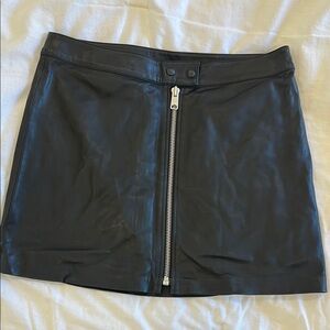 All Saints Black Leather Lena Skirt